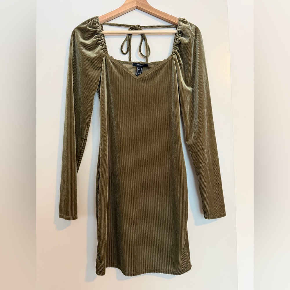 Forever 21 Olive Long Sleeve Dress